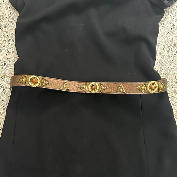 Leatherock San Diego 100%  leather brown bronze tigers eye medium m belt boho main image 7